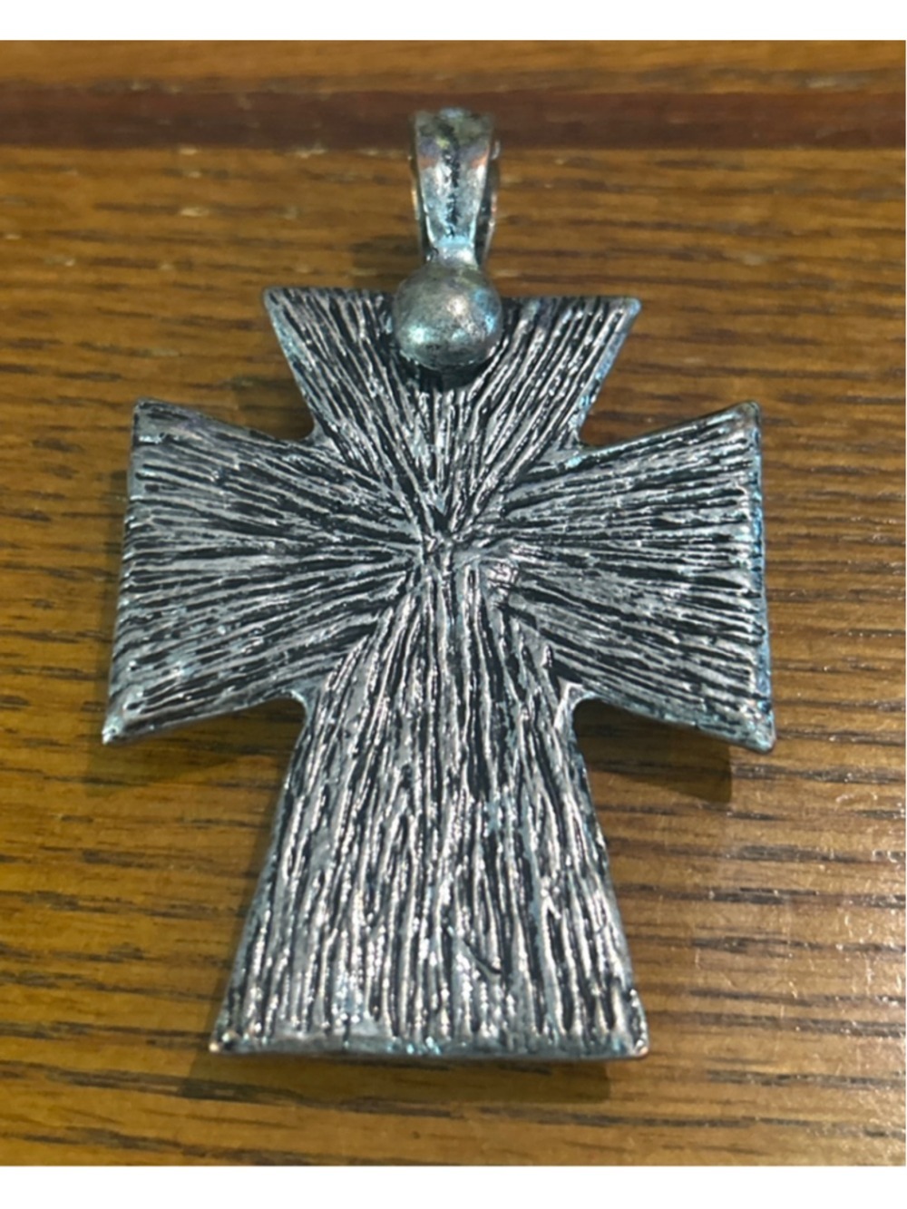 Women's Silver with crushed Stone Cross Pendant enhancer - Picture 2 of 5